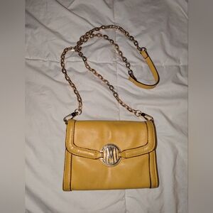 ANTONIO MELANI Mustard Crossbody Bag with Chain Strap